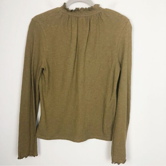 MADEWELL TEXTURE & THREAD | Dark Green Mockneck Lettuce Trim Top Women’s Size S - Picture 9 of 12